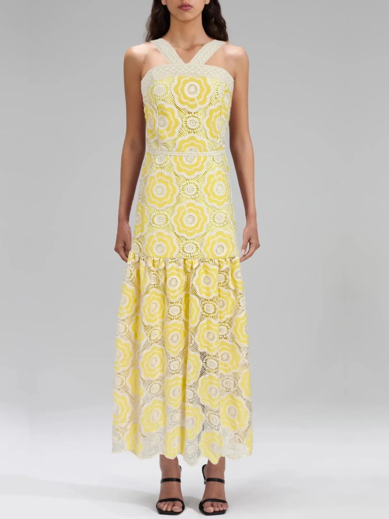 Lace Sleeveless Tiered Midi Dress - MAD RUFFI