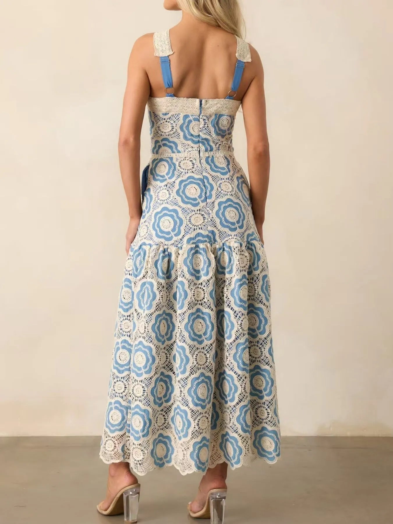 Lace Sleeveless Tiered Midi Dress - MAD RUFFI