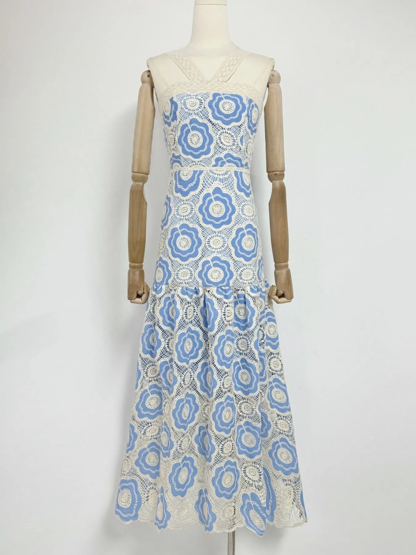 Lace Sleeveless Tiered Midi Dress - MAD RUFFI