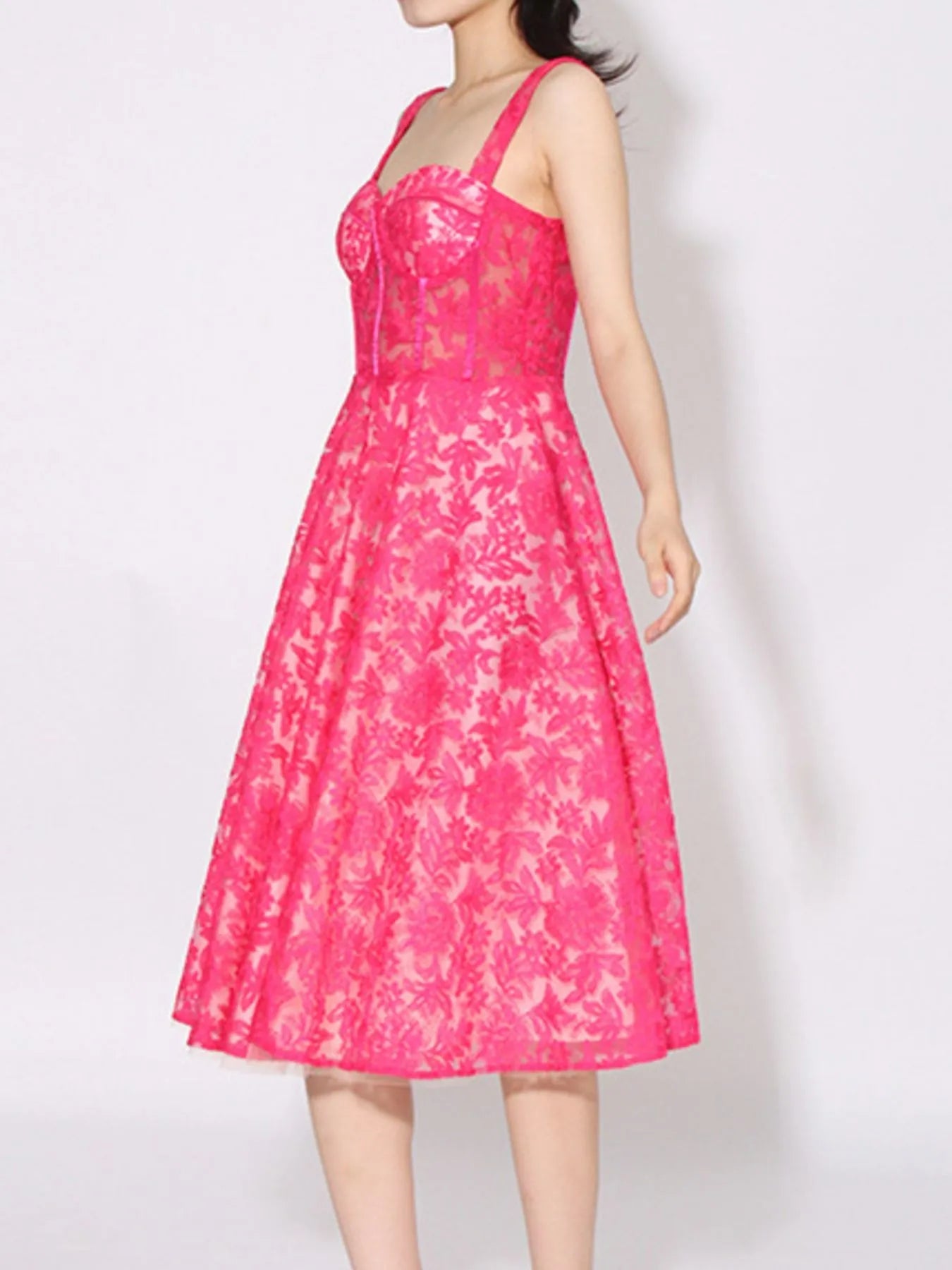 Lace Sweetheart Neck Cami Dress - MAD RUFFI