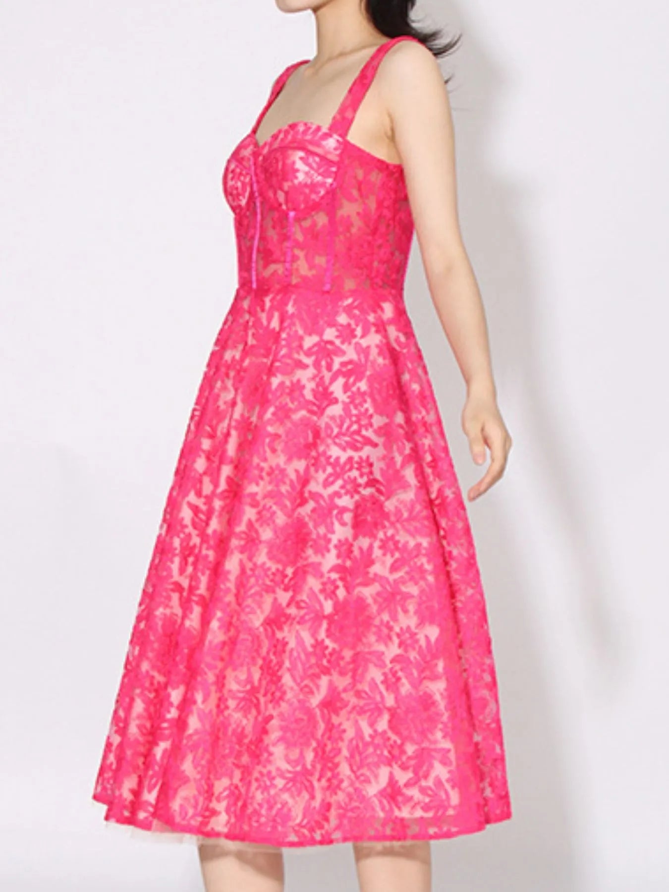 Lace Sweetheart Neck Cami Dress - MAD RUFFI