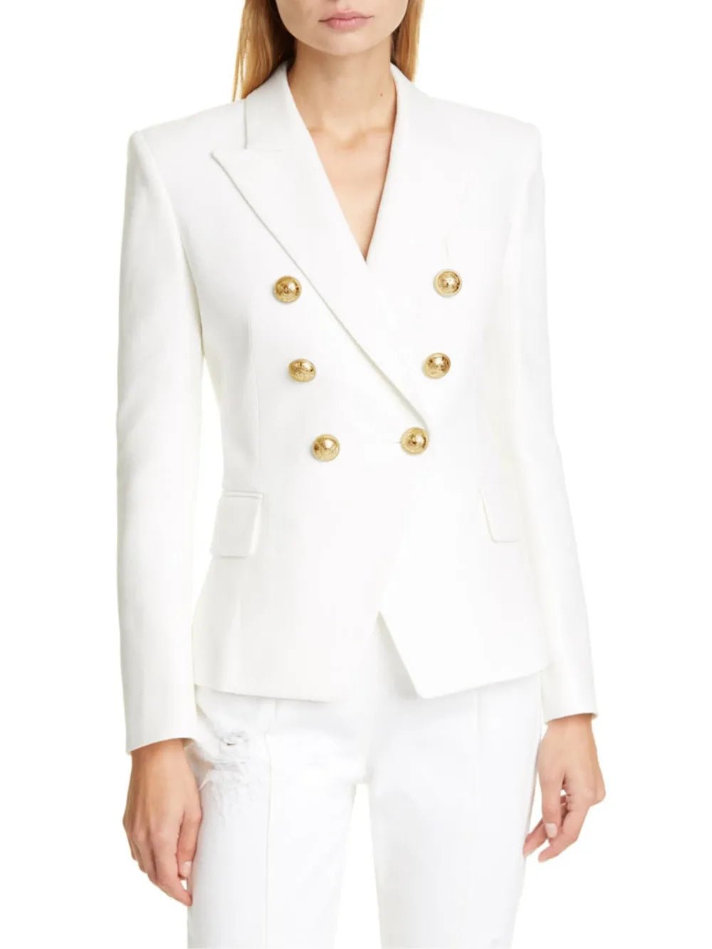 Lapel Collar Long Sleeve Blazer - MAD RUFFI