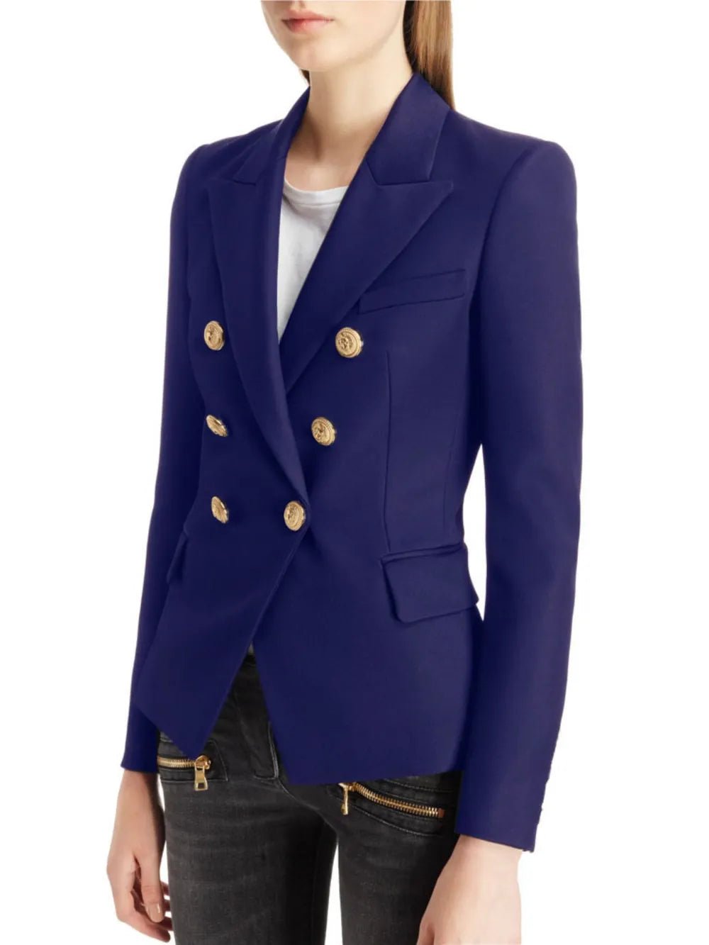 Lapel Collar Long Sleeve Blazer - MAD RUFFI
