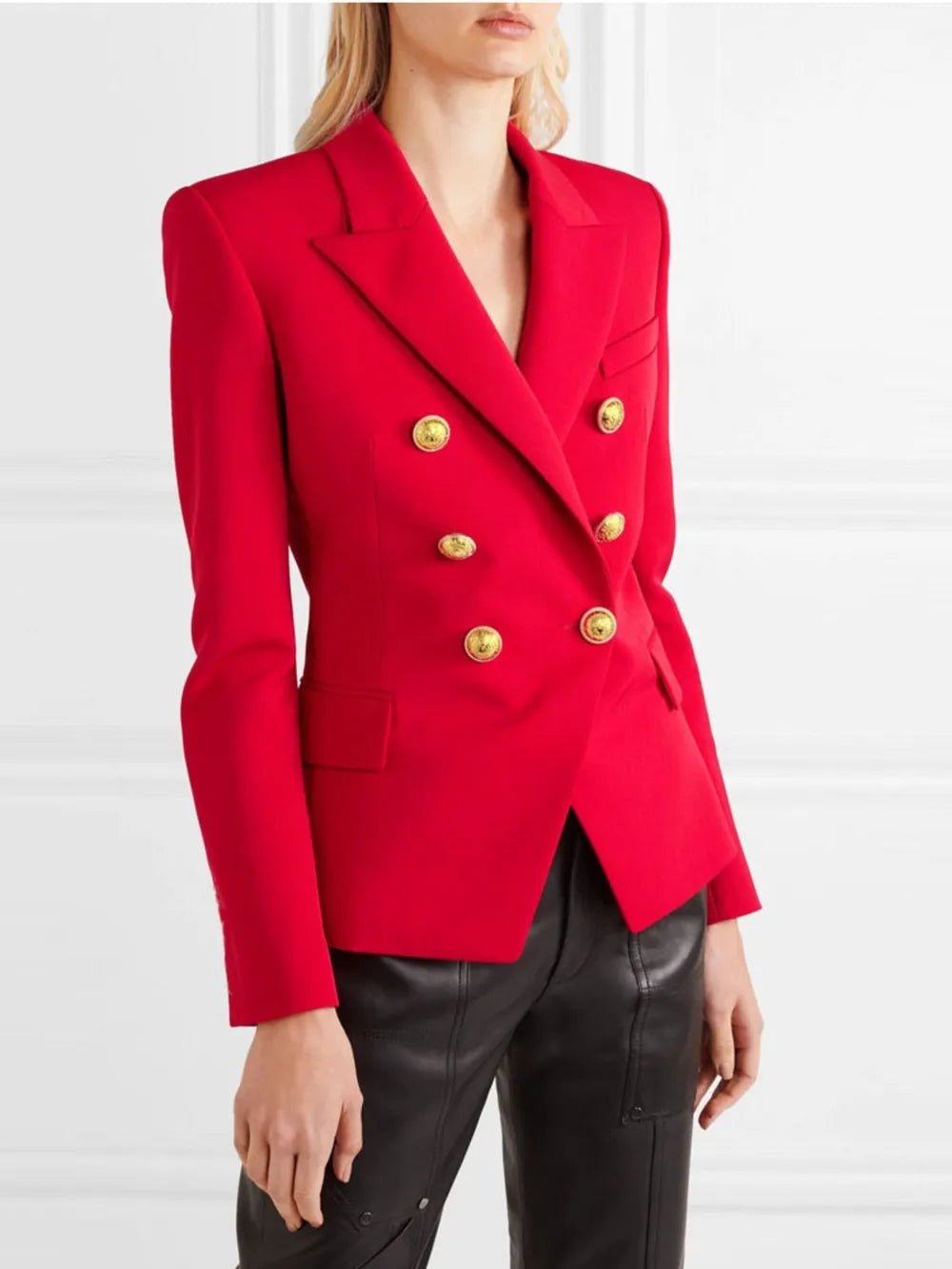Lapel Collar Long Sleeve Blazer - MAD RUFFI