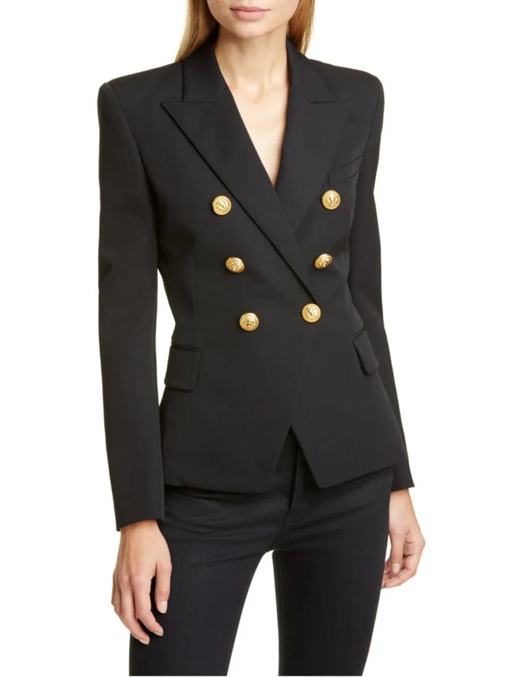 Lapel Collar Long Sleeve Blazer - MAD RUFFI