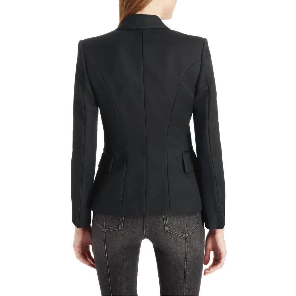 Lapel Collar Long Sleeve Blazer - MAD RUFFI