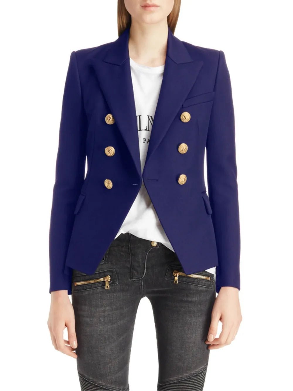 Lapel Collar Long Sleeve Blazer - MAD RUFFI