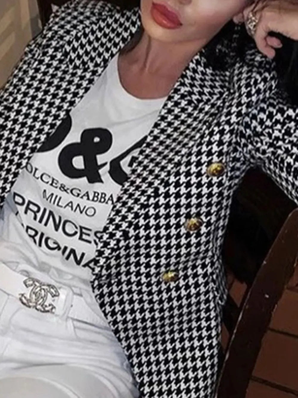 Lapel Collar Long Sleeve Blazer - MAD RUFFI