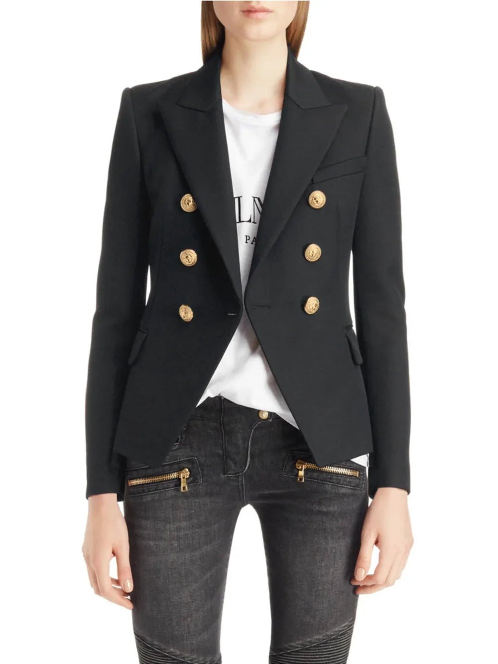Lapel Collar Long Sleeve Blazer - MAD RUFFI