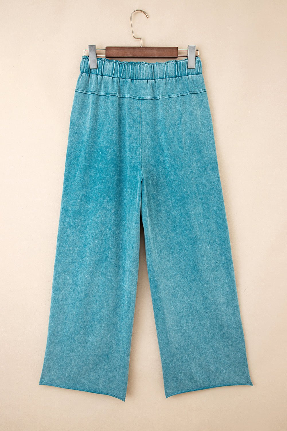 Lapis Mineral Wash Knot High Waist Raw Hem Pants - MAD RUFFI