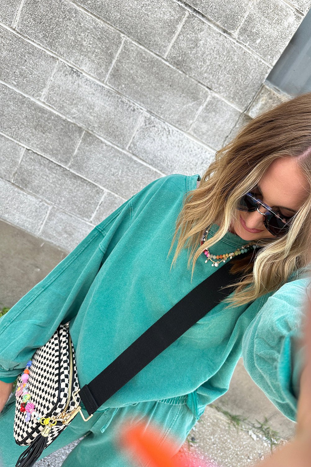 Lapis Mineral Wash Pullover and Wide Leg Cargo Pants Set - MAD RUFFI