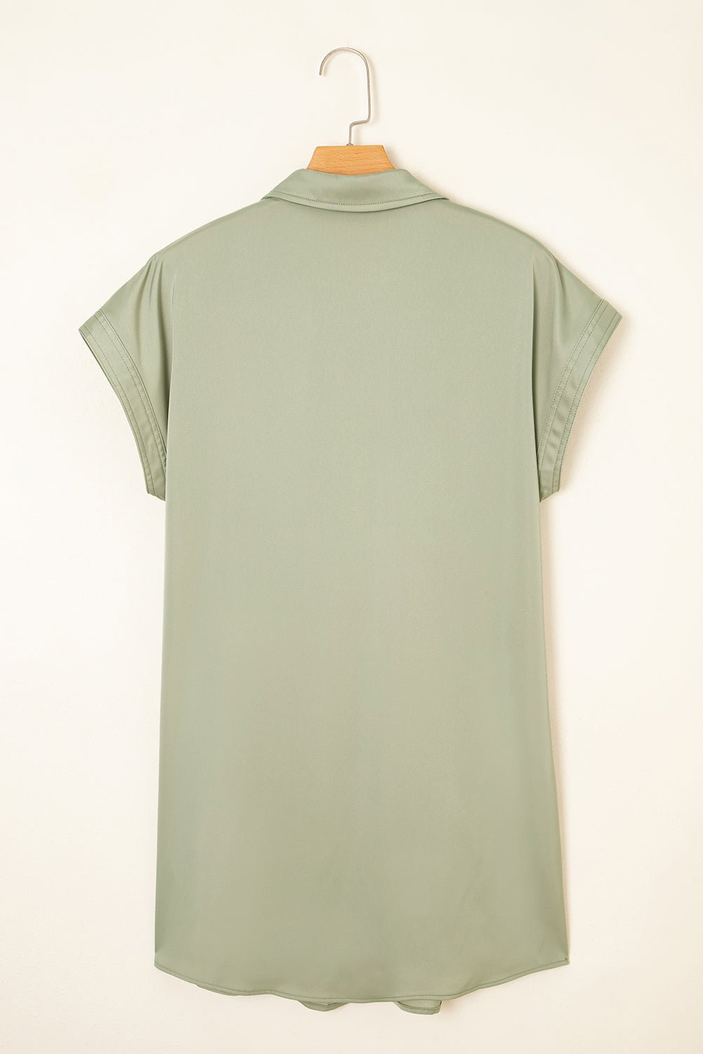 Laurel Green Plain Buttoned Collar T Shirt Dress - MAD RUFFI