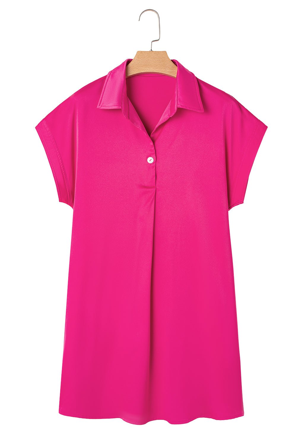 Laurel Green Plain Buttoned Collar T Shirt Dress - MAD RUFFI