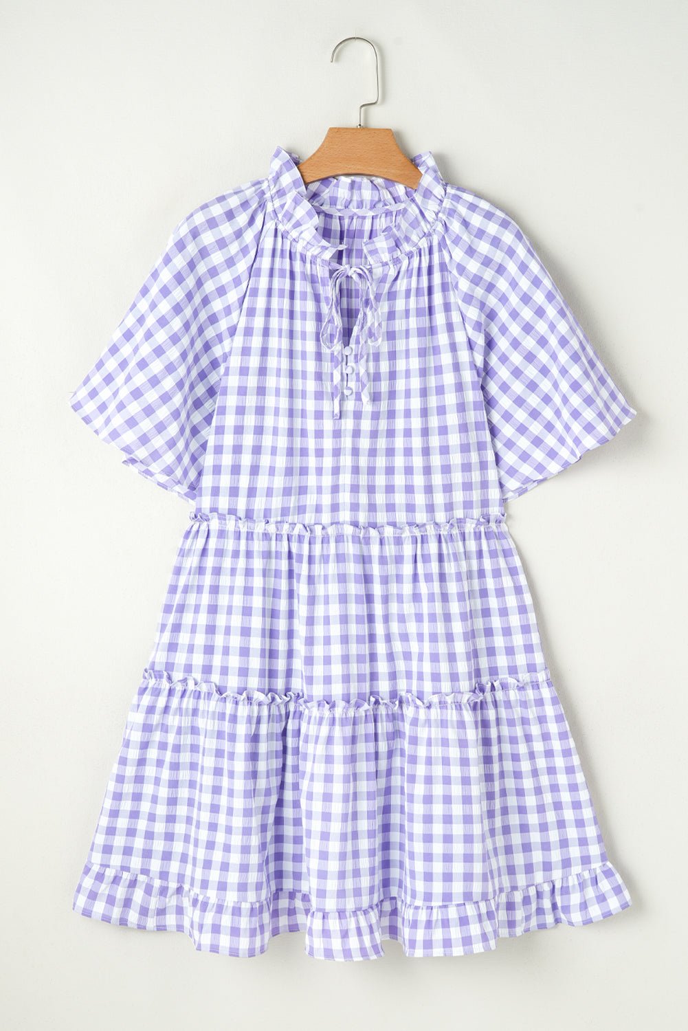 Lavendula Plaid Frill Tiered Mini Dress - MAD RUFFI