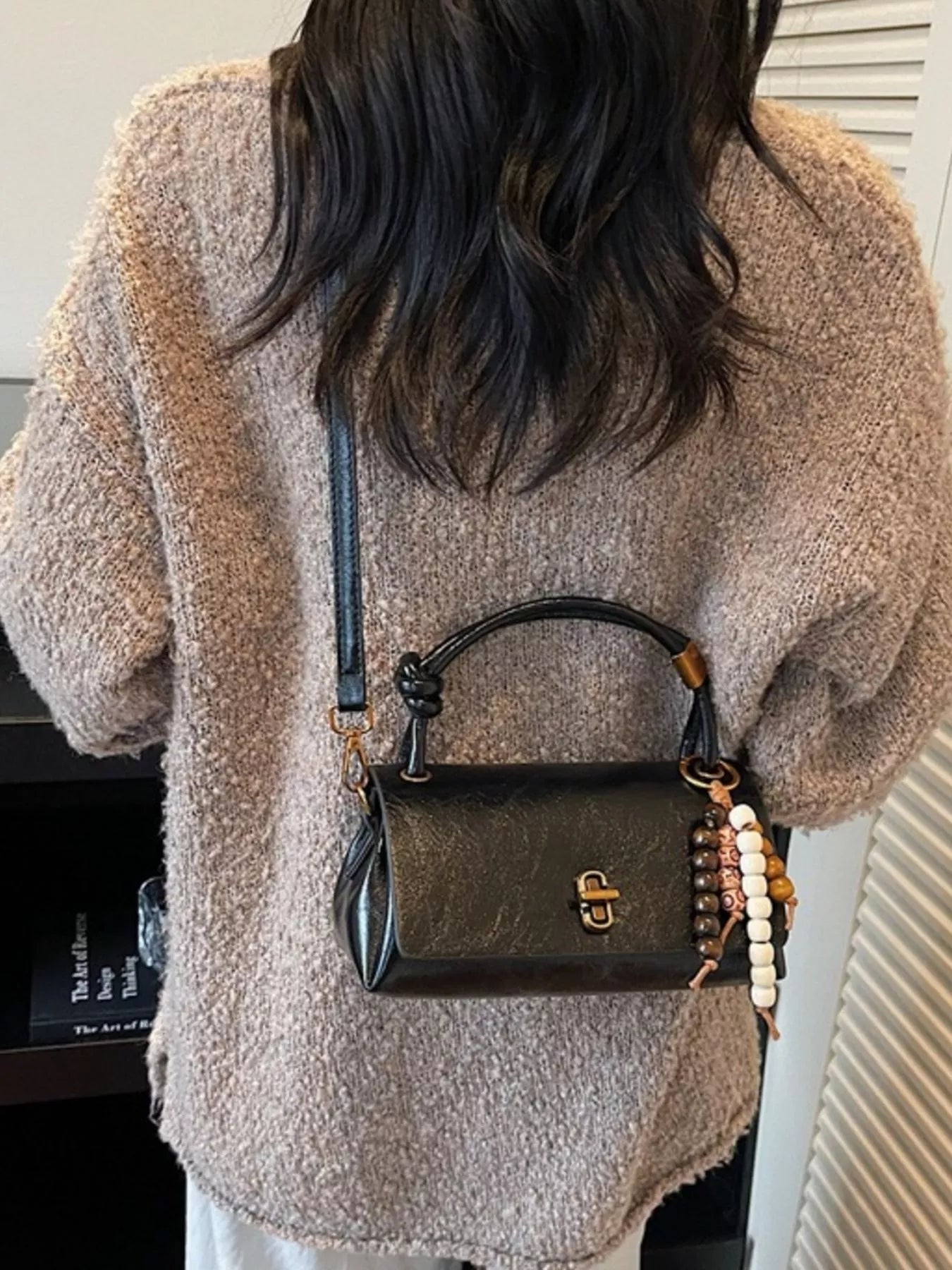 Leather Crossbody Bag with Bead Charm - MAD RUFFI