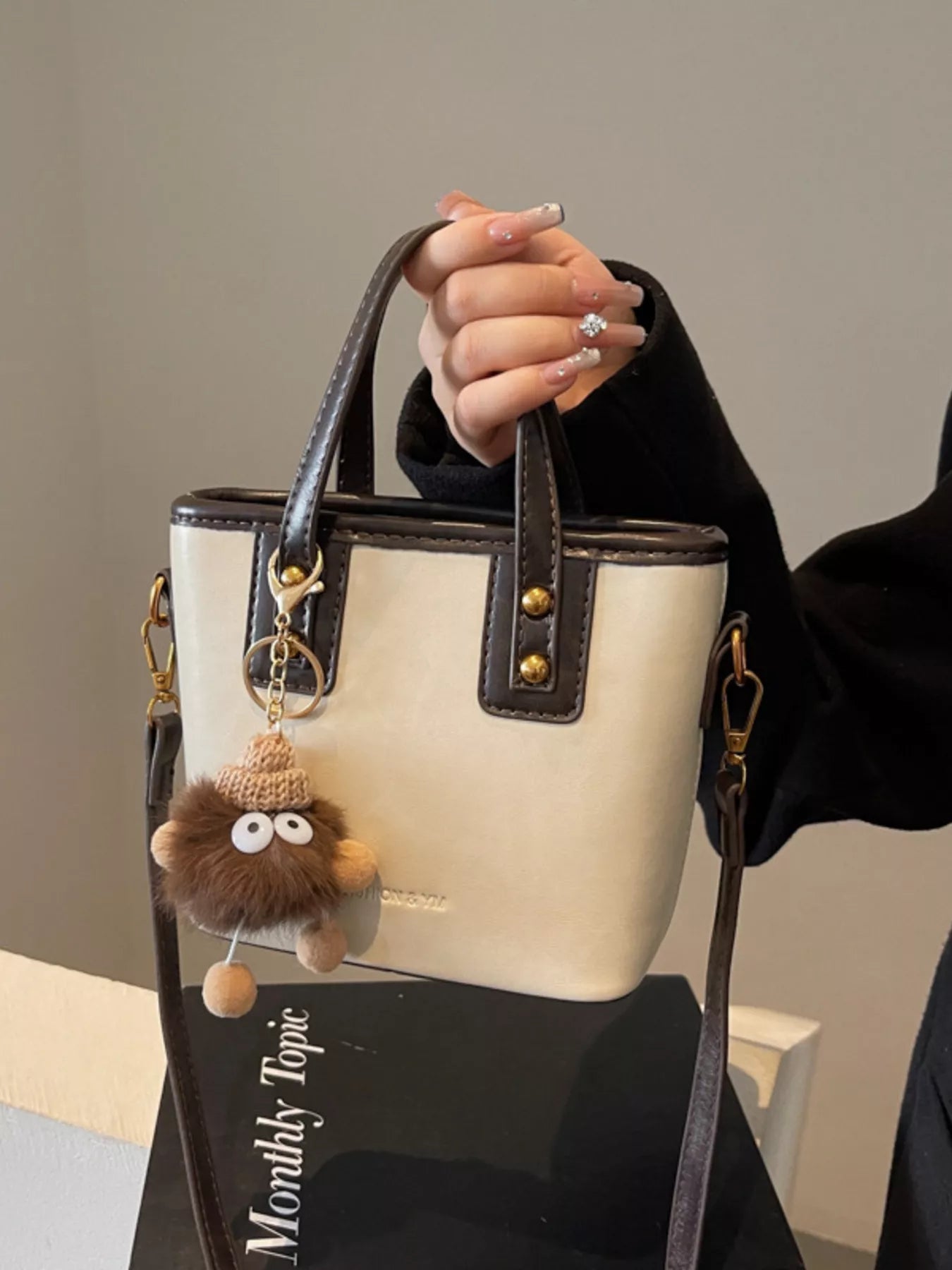 Leather Crossbody Bag with Charm - MAD RUFFI