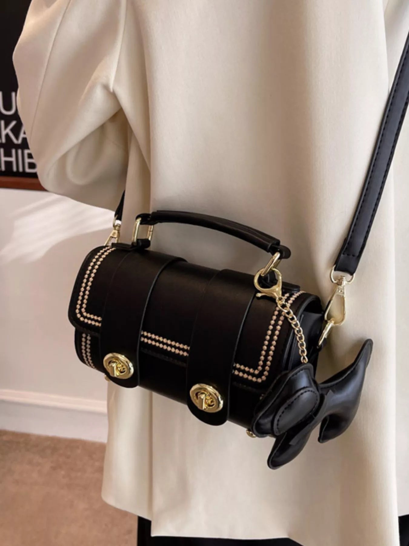 Leather Crossbody Bag with Charm - MAD RUFFI