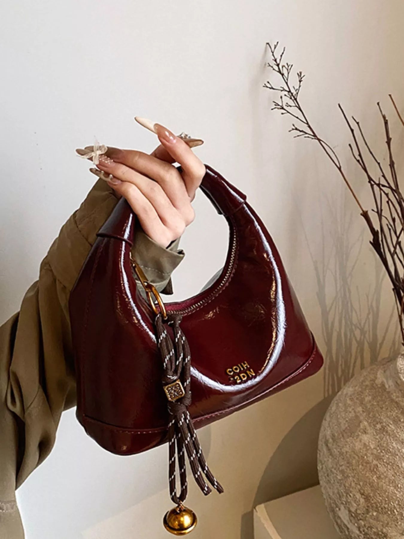 Leather Crossbody Bag with Charm - MAD RUFFI