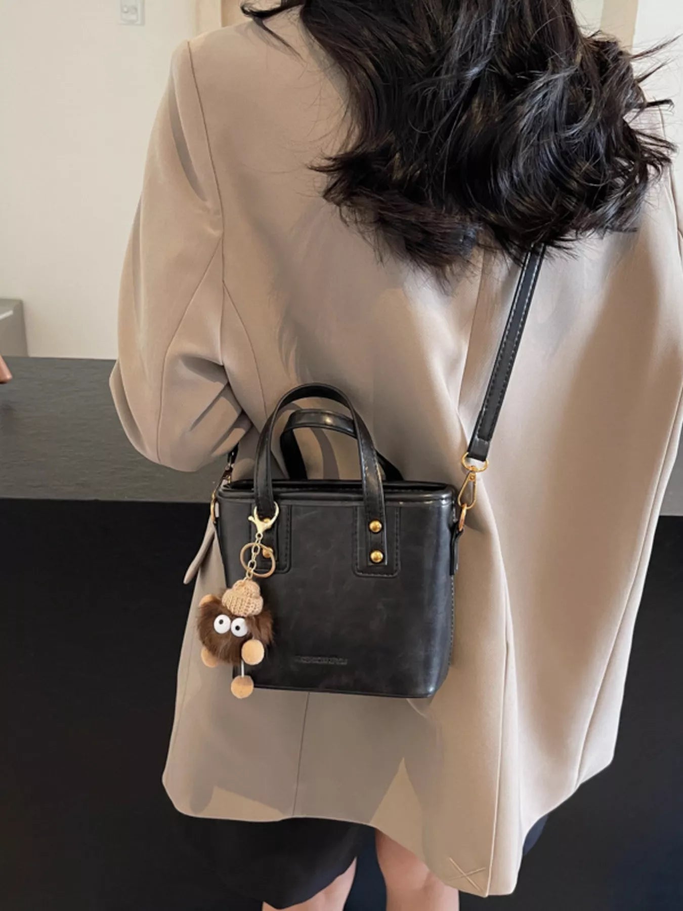 Leather Crossbody Bag with Charm - MAD RUFFI