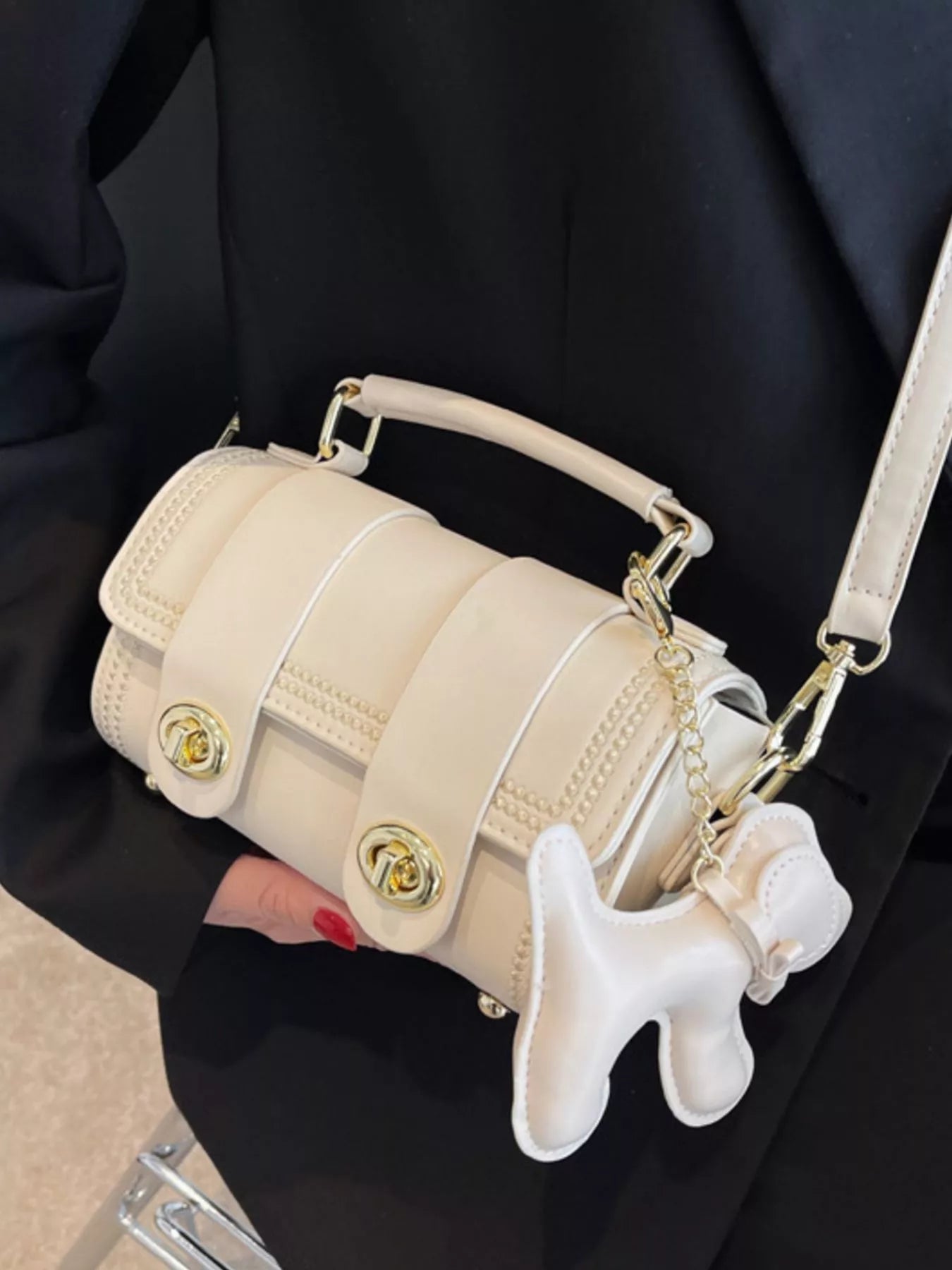 Leather Crossbody Bag with Charm - MAD RUFFI