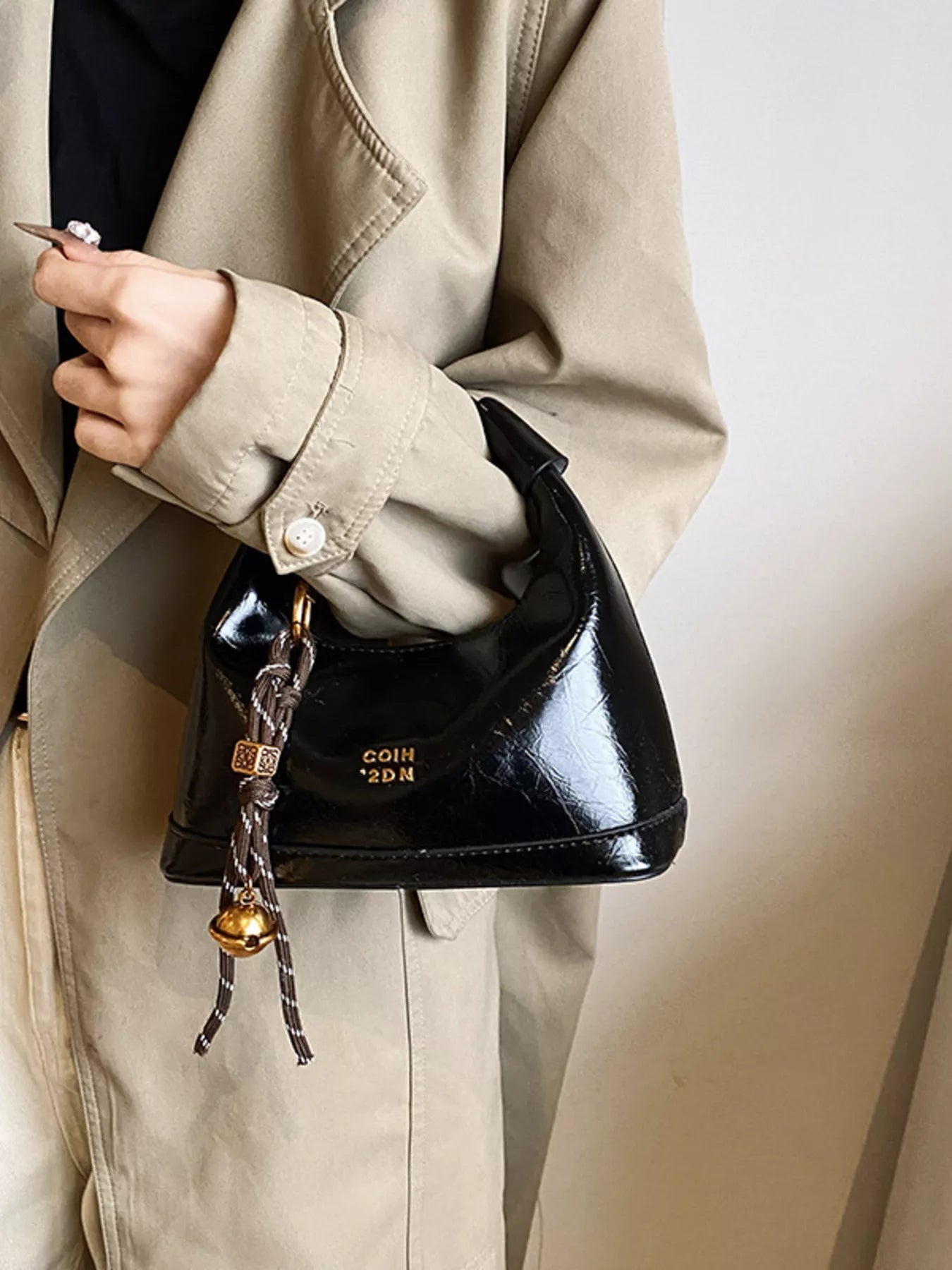 Leather Crossbody Bag with Charm - MAD RUFFI