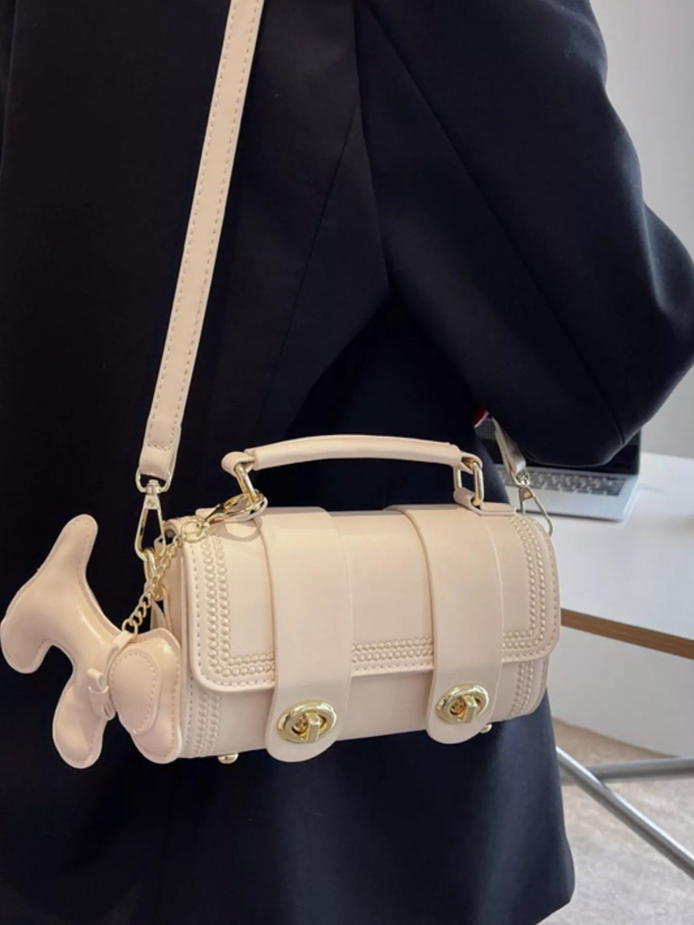 Leather Crossbody Bag with Charm - MAD RUFFI