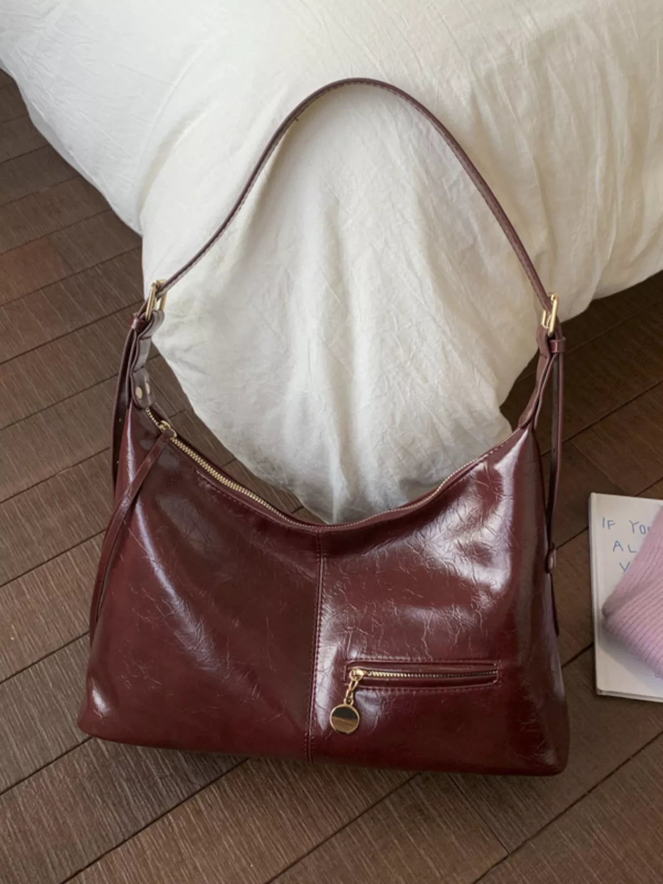 Leather Hobo Shoulder Bag - MAD RUFFI