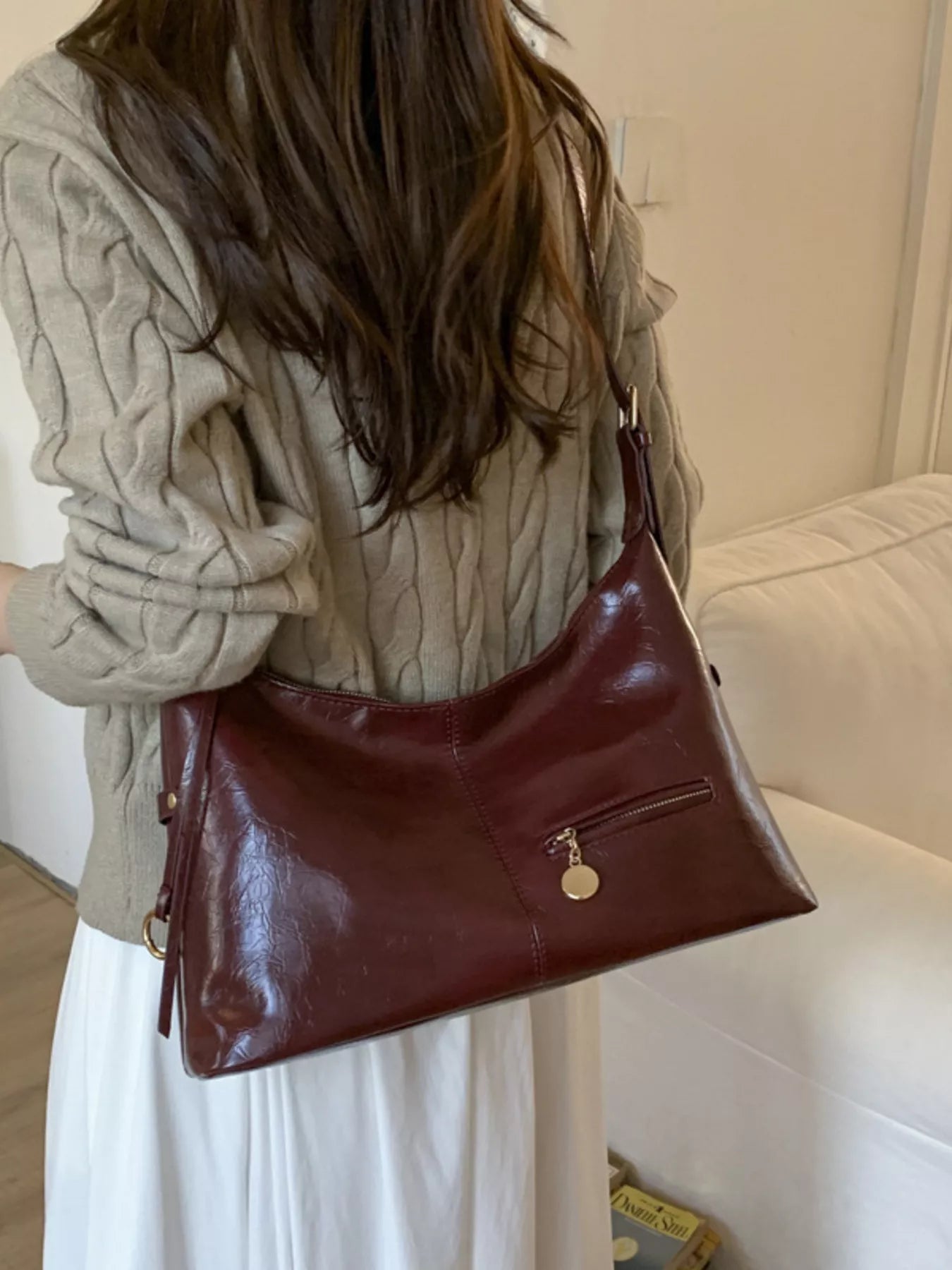 Leather Hobo Shoulder Bag - MAD RUFFI