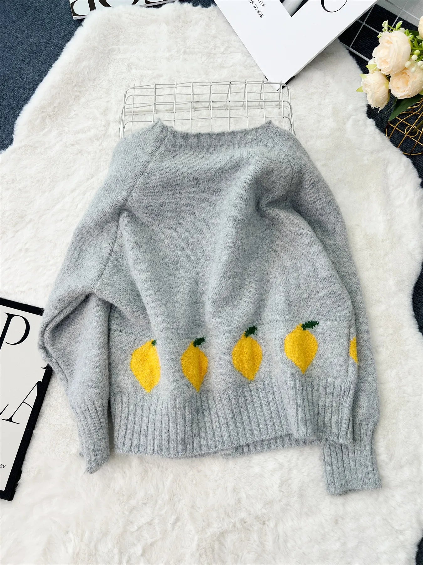 Lemon Pattern Button - Up Cardigan - MAD RUFFI