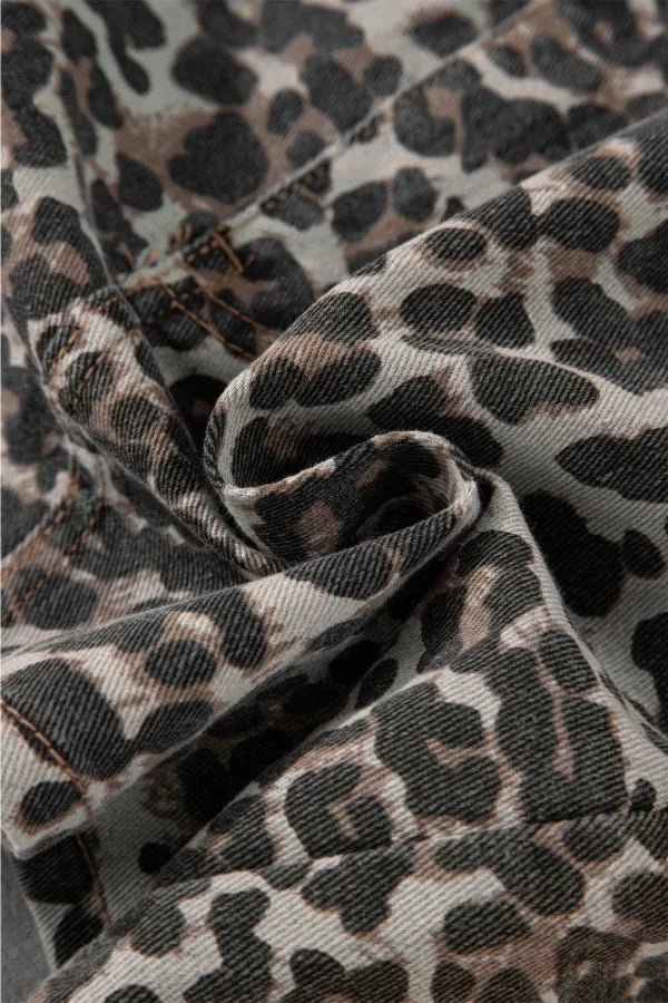 Leopard Denim Mini Skirt - MAD RUFFI