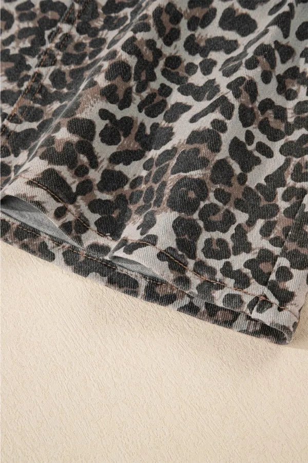 Leopard Denim Mini Skirt - MAD RUFFI