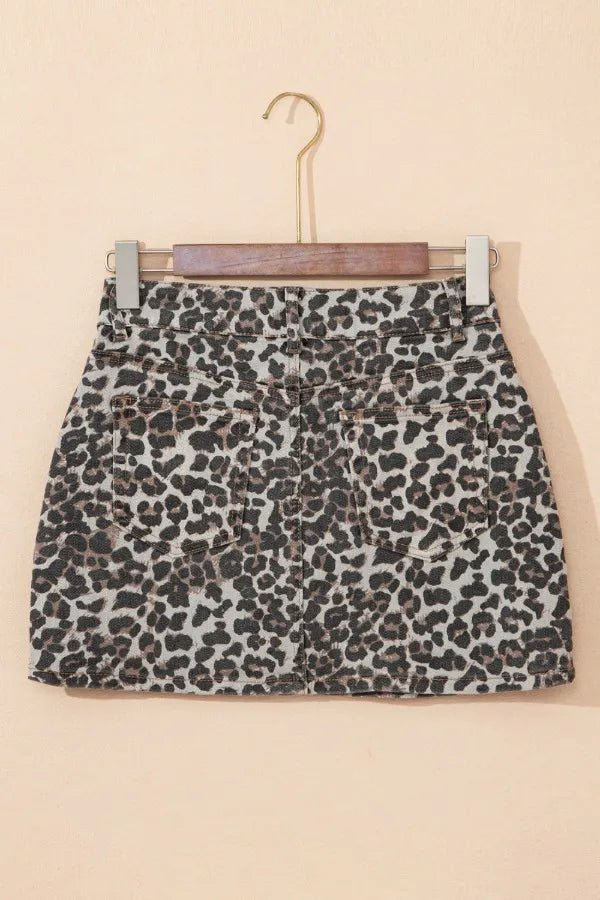 Leopard Denim Mini Skirt - MAD RUFFI