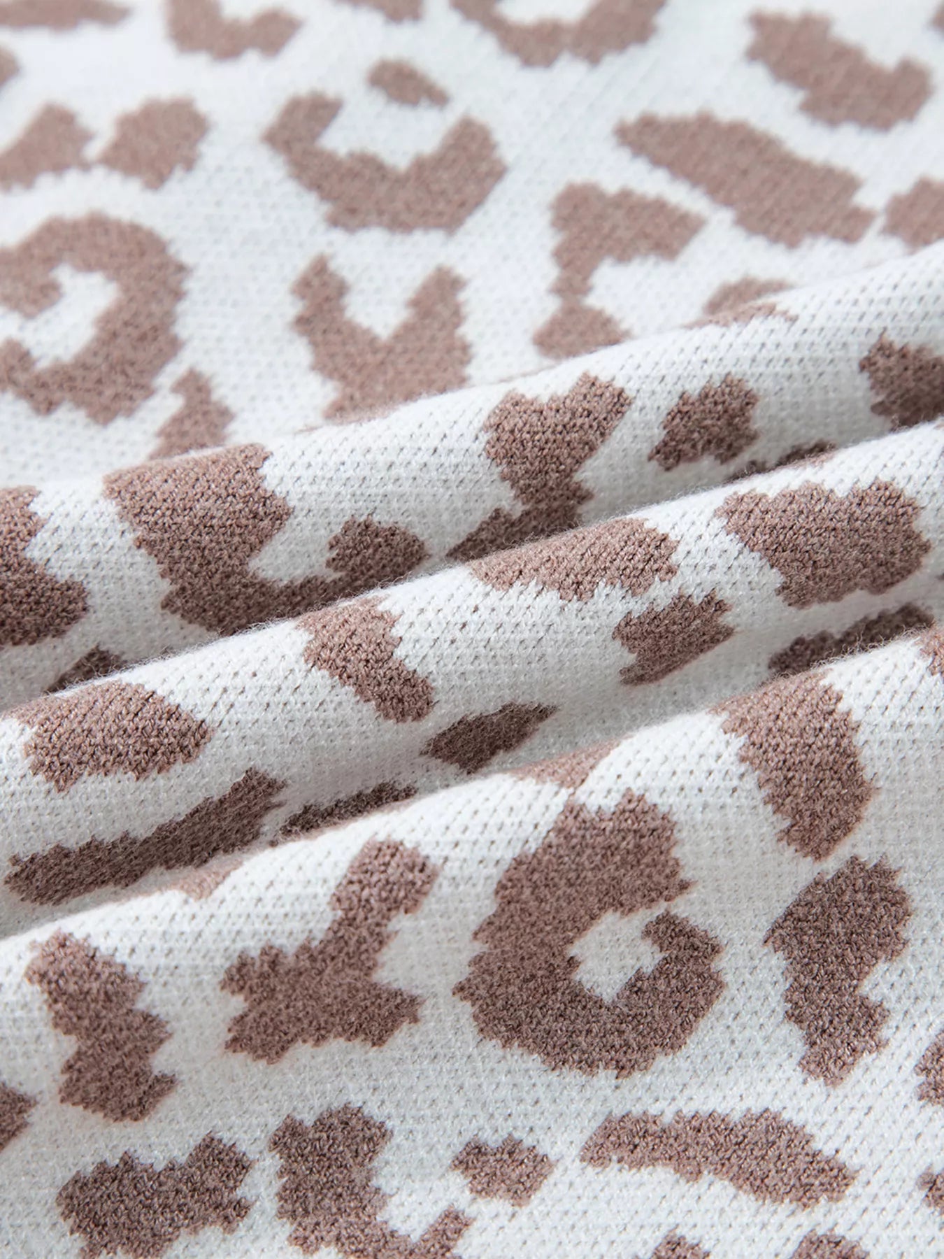 Leopard Drop Shoulder Chunky Knitted Cardigan - MAD RUFFI