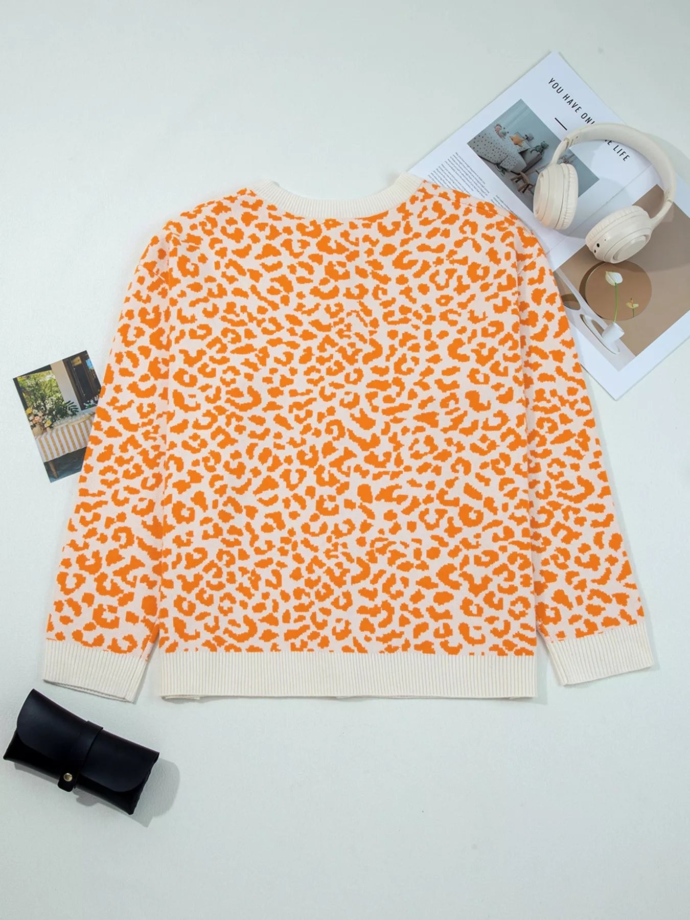 Leopard Drop Shoulder Chunky Knitted Cardigan - MAD RUFFI