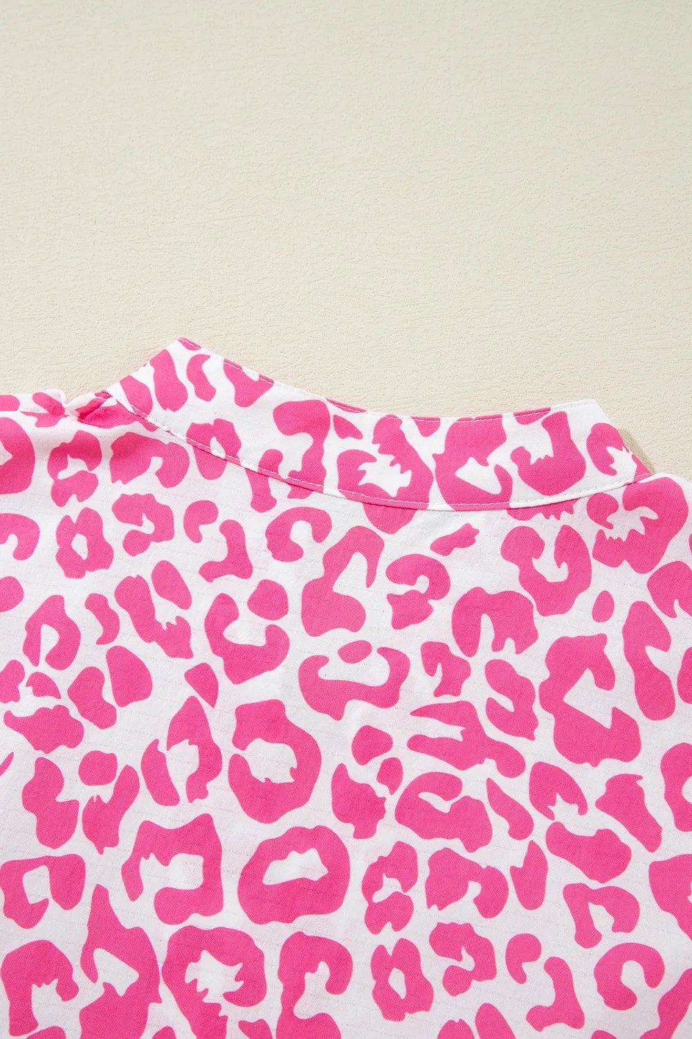 Leopard Notched Long Sleeve Shirt Dress - MAD RUFFI