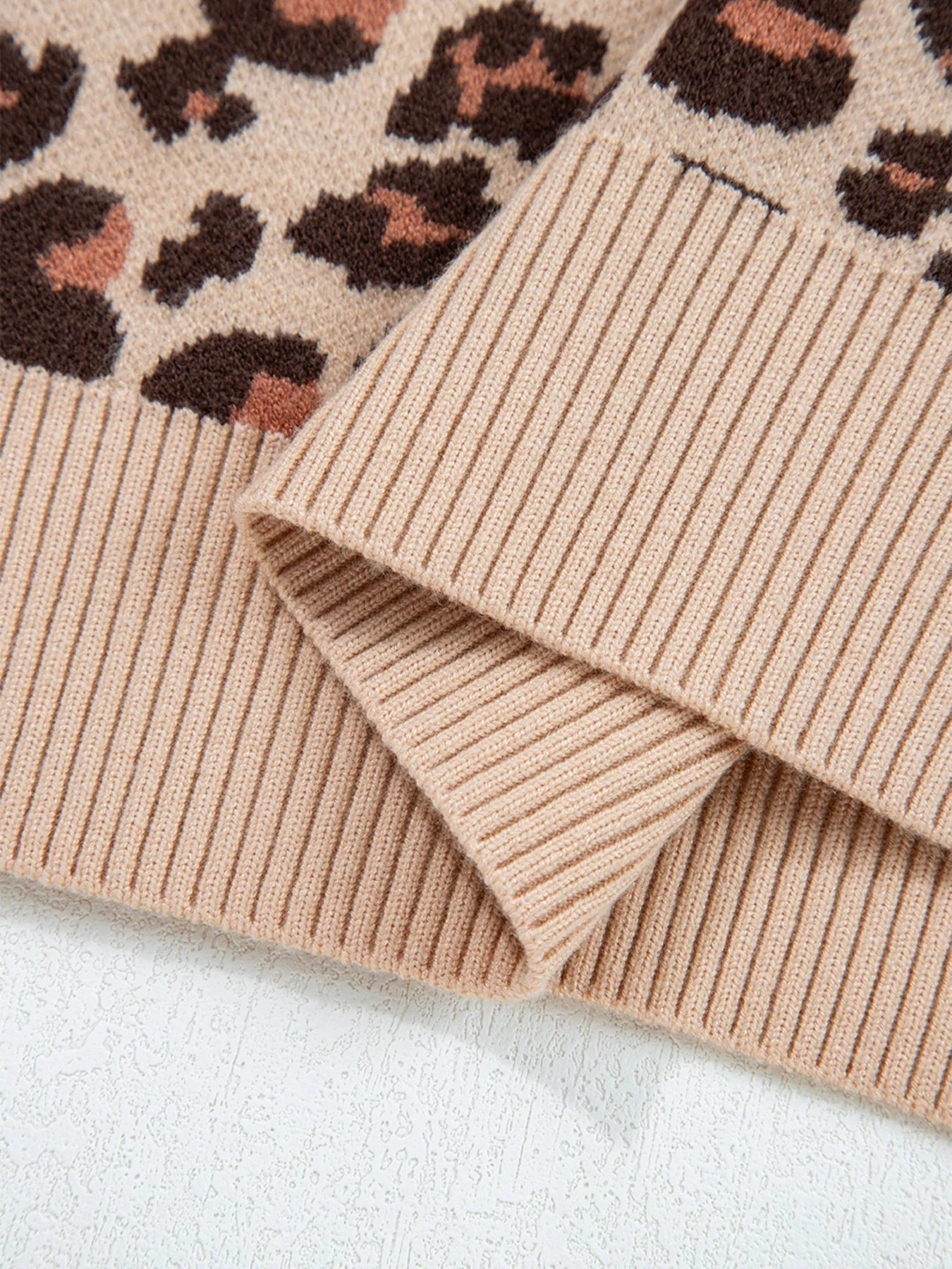 Leopard Print High Neck Shift Mini Sweater Dress - MAD RUFFI