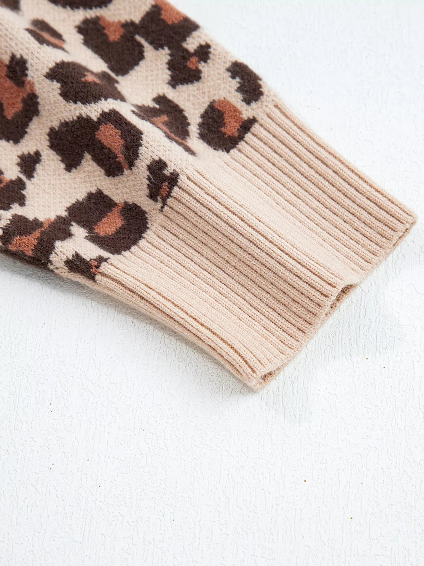 Leopard Print High Neck Shift Mini Sweater Dress - MAD RUFFI