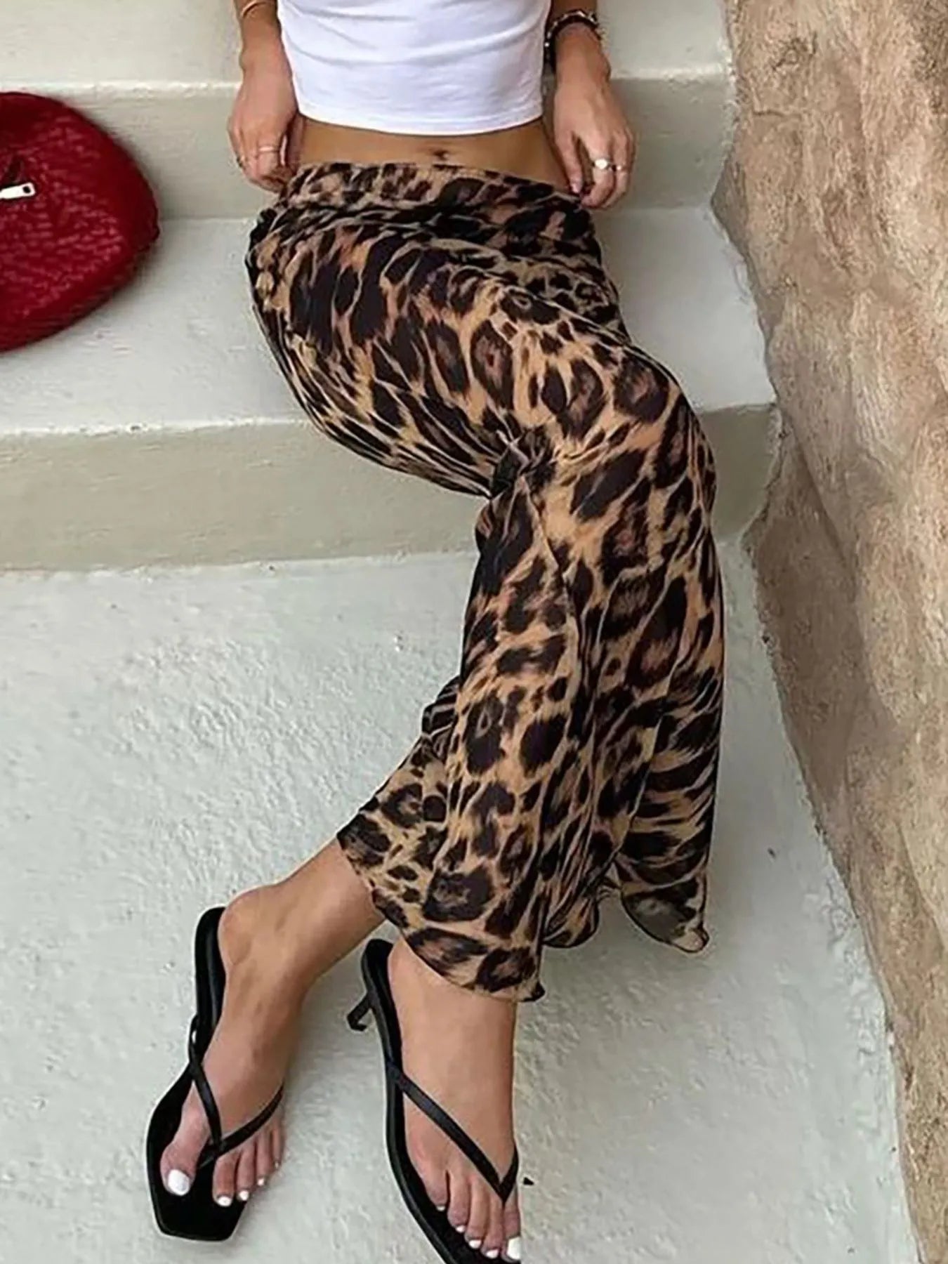 Leopard Print High Waist Flare Maxi Skirt - MAD RUFFI