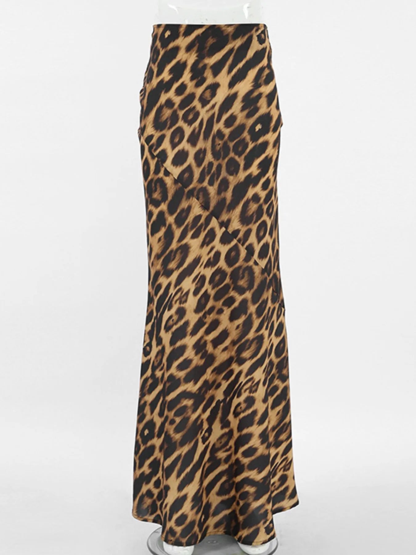 Leopard Print High Waist Flare Maxi Skirt - MAD RUFFI