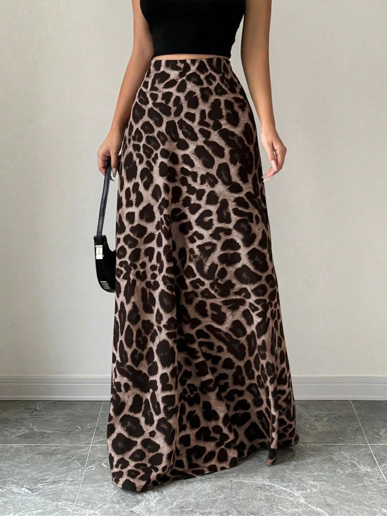 Leopard Print High - Waisted Maxi Skirt - MAD RUFFI