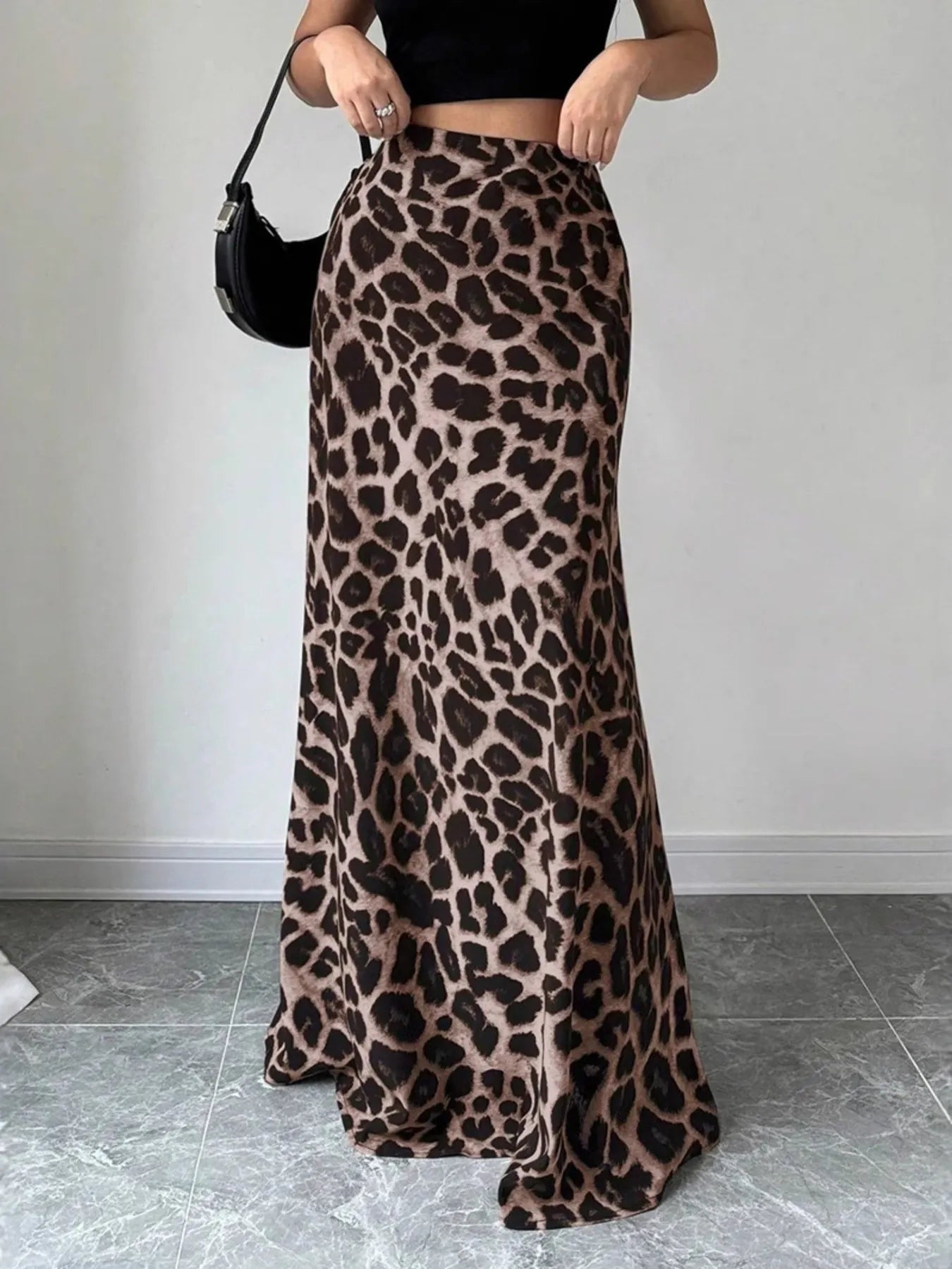 Leopard Print High - Waisted Maxi Skirt - MAD RUFFI