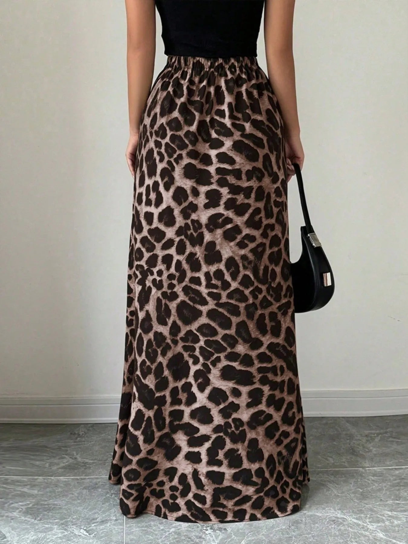 Leopard Print High - Waisted Maxi Skirt - MAD RUFFI