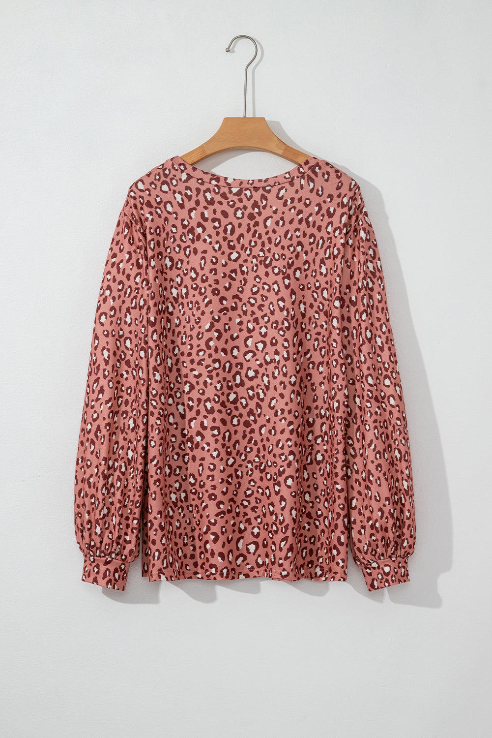 Leopard Print Long Sleeve Ruffled Babydoll Plus Size Blouse - Plus Size Tops