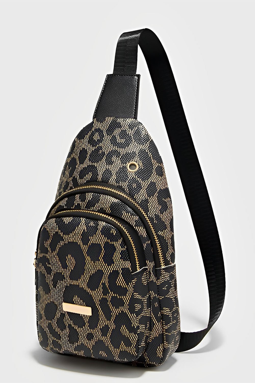 Leopard Printed PU Leather Zippered Fanny Pack Sling Bag - MAD RUFFI