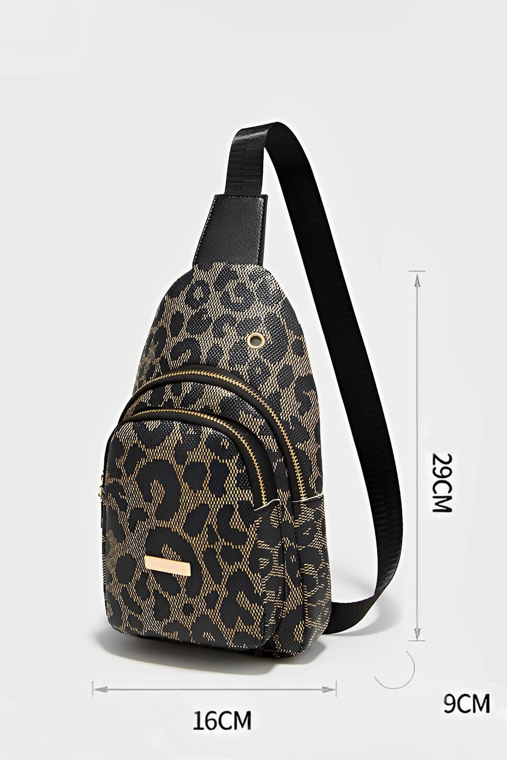 Leopard Printed PU Leather Zippered Fanny Pack Sling Bag - MAD RUFFI