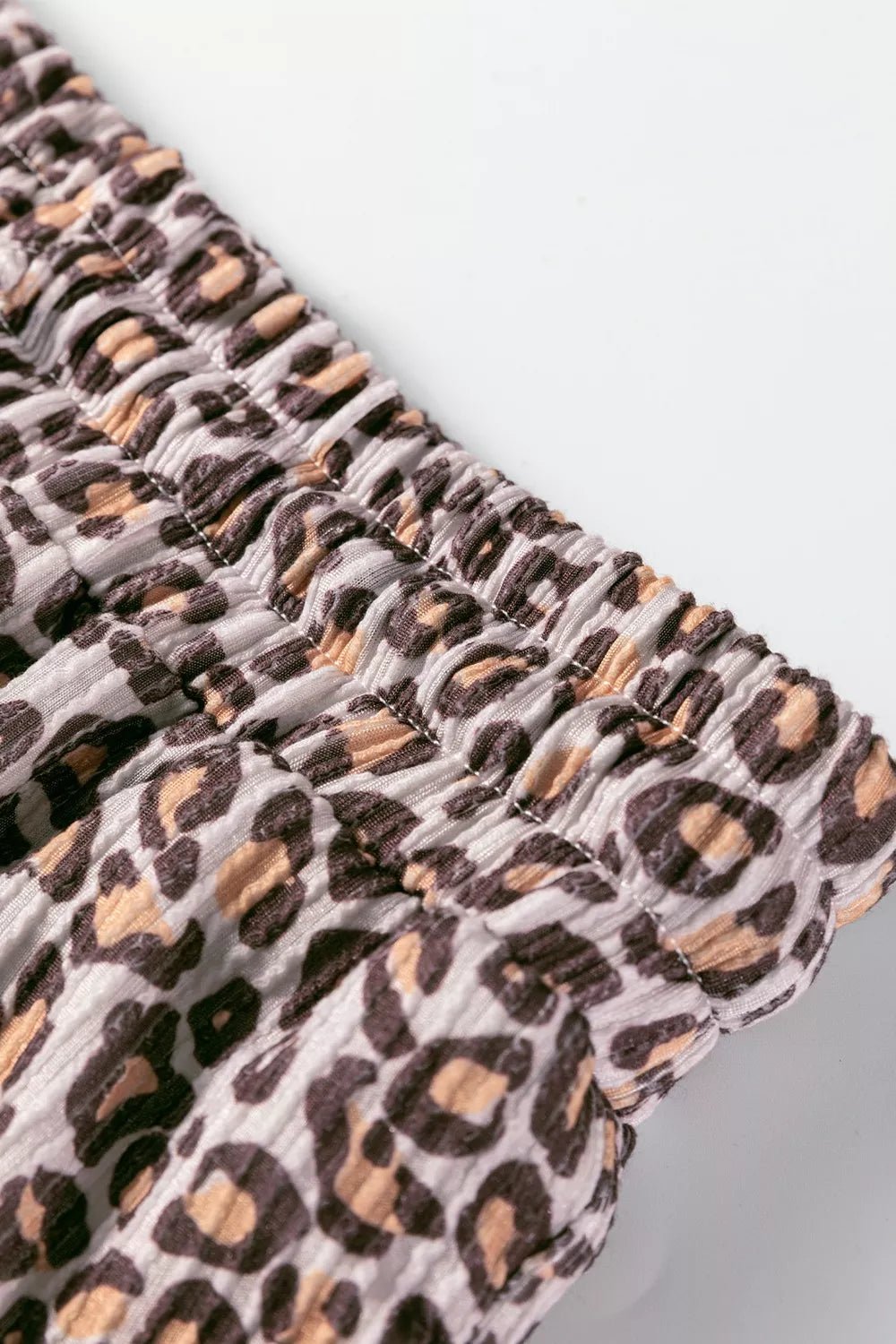 Leopard Ribbed Long Sleeve Top Drawstring Shorts 2pcs Outfit - MAD RUFFI