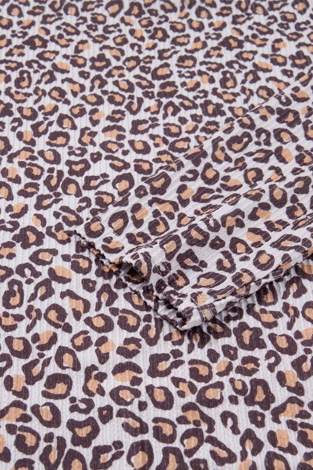 Leopard Ribbed Long Sleeve Top Drawstring Shorts 2pcs Outfit - MAD RUFFI