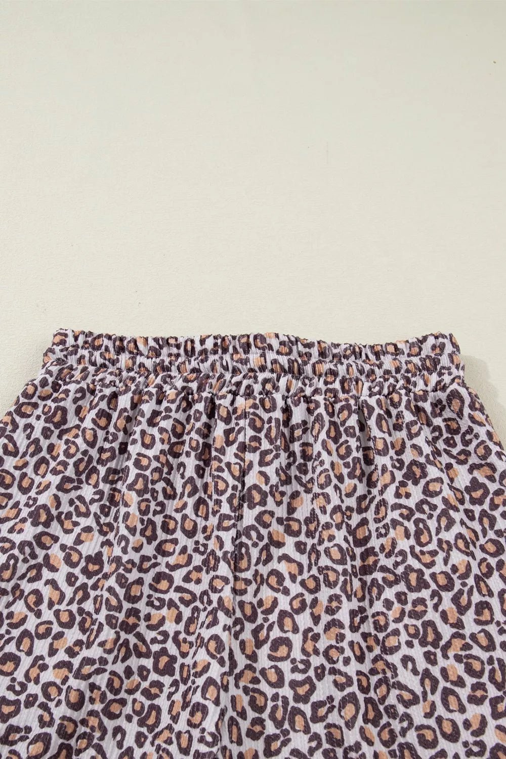 Leopard Ribbed Long Sleeve Top Drawstring Shorts 2pcs Outfit - MAD RUFFI