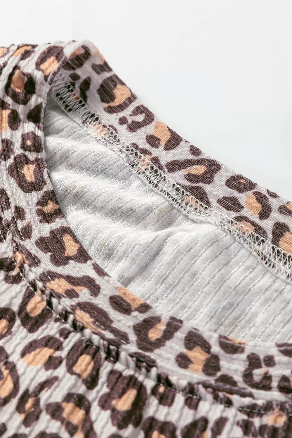 Leopard Ribbed Long Sleeve Top Drawstring Shorts 2pcs Outfit - MAD RUFFI