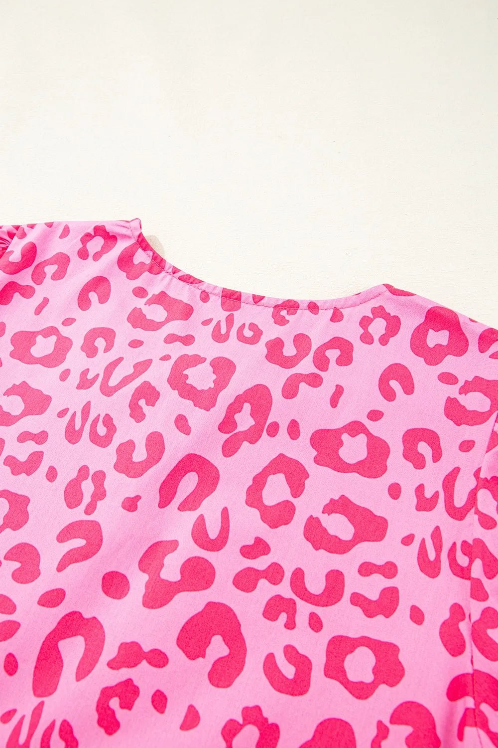 Leopard Tie Front Puff Sleeve Dress - MAD RUFFI